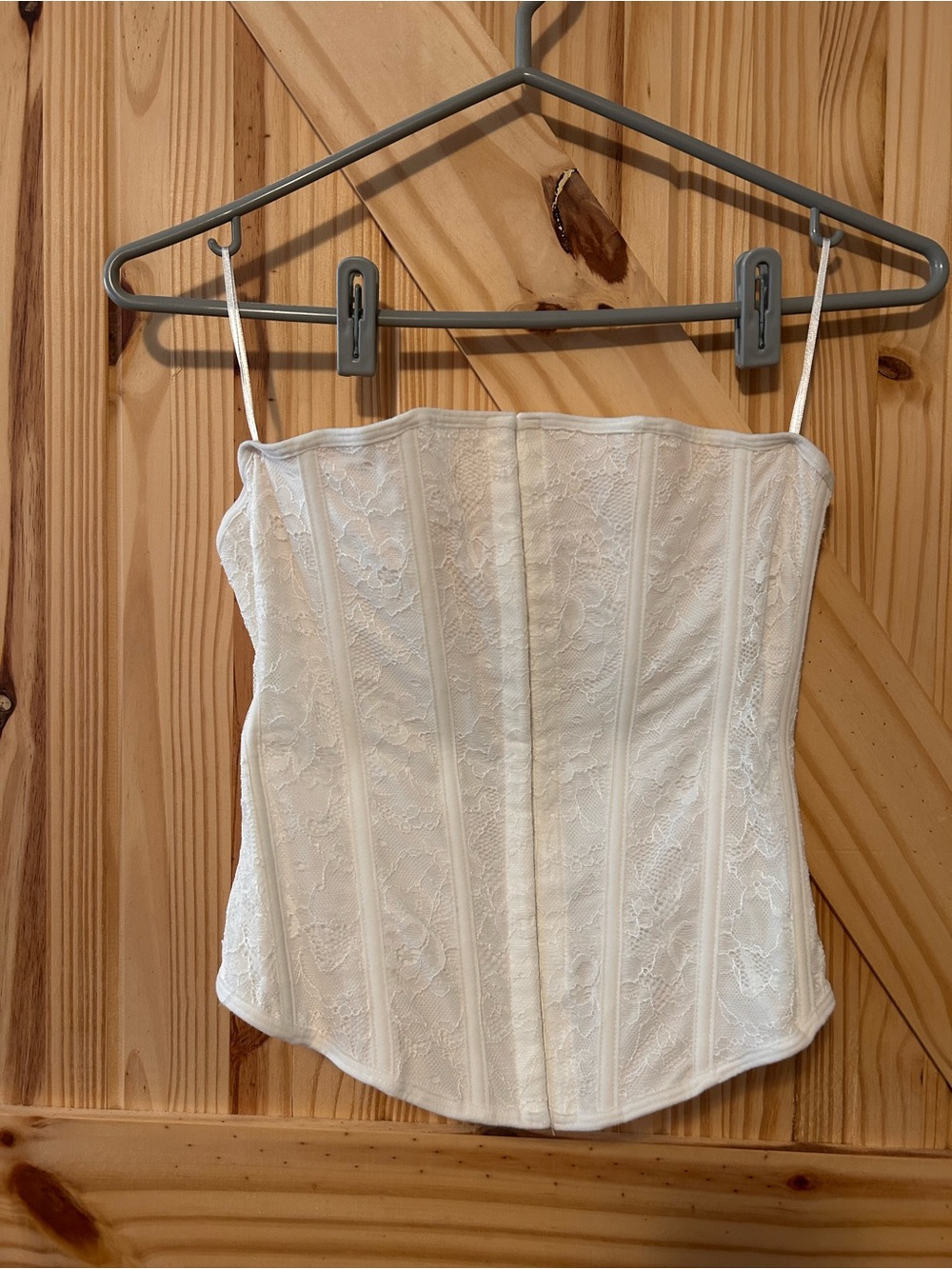 Garage White Lace Corset Tube Top